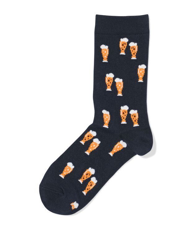 Socken f&uuml;r Erwachsene &bdquo;Don&rsquo;t Worry Beer Happy&ldquo; dunkelblau dunkelblau - 4100325DARKBLUE - HEMA