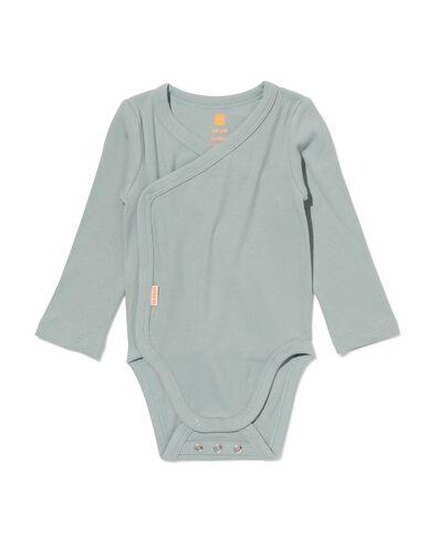 newborn meegroei overslag body rib met bamboe stretch groen - 33413920GREEN - HEMA