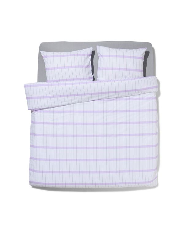 housse de couette en coton doux 200x200/220 blocs lilas - 5760135 - HEMA