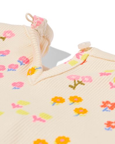 baby T-shirt rib bloemen ecru ecru - 33007380ECRU - HEMA