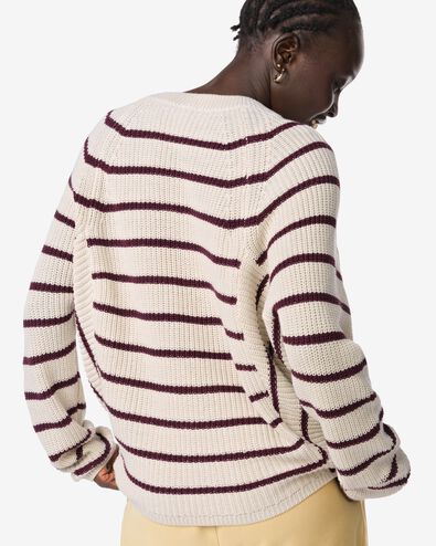 damestrui Olena fijngebreid strepen gebroken wit gebroken wit - 36206980OFFWHITE - HEMA