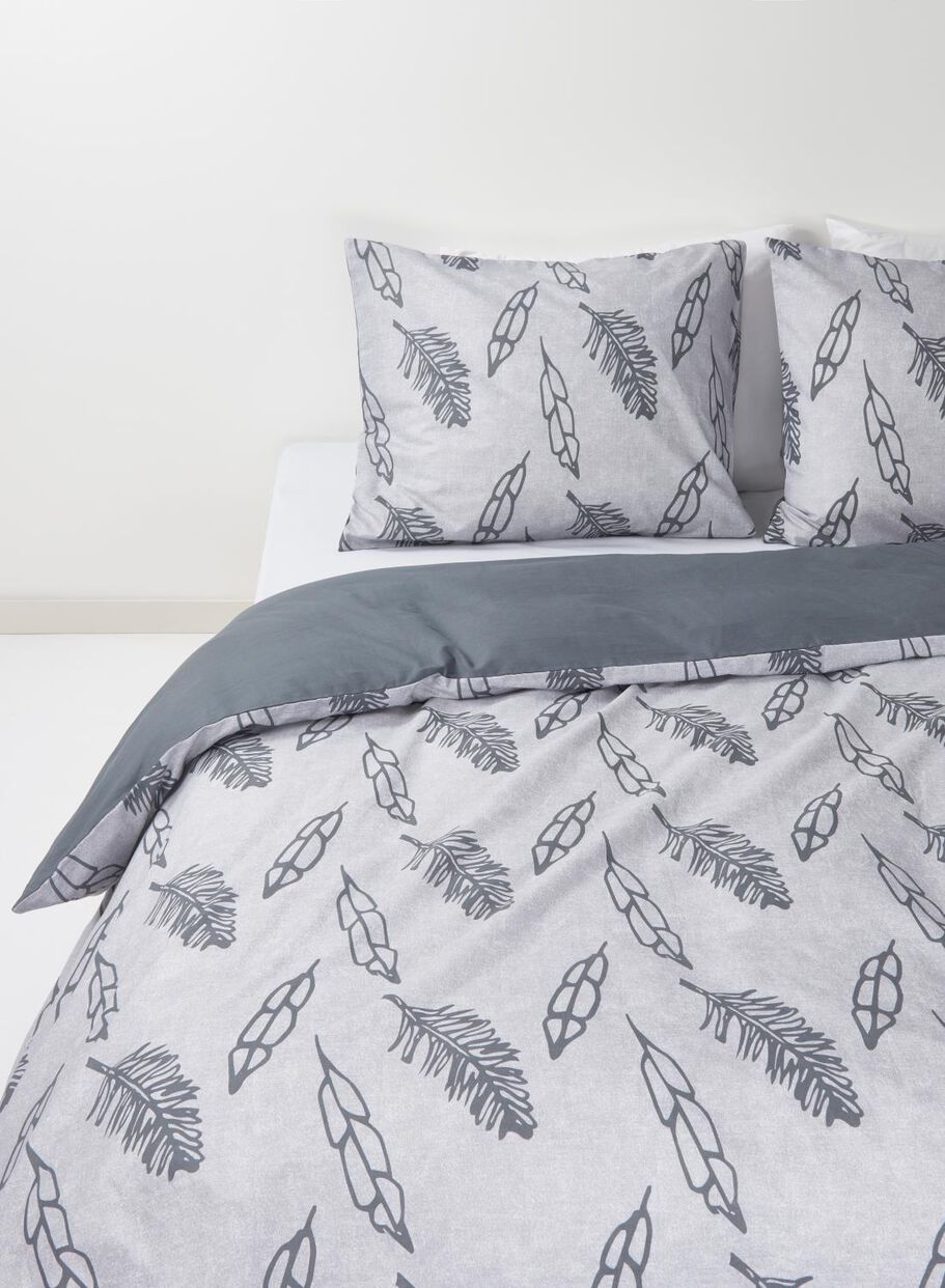 dekbedovertrek zacht katoen grijs veren hema