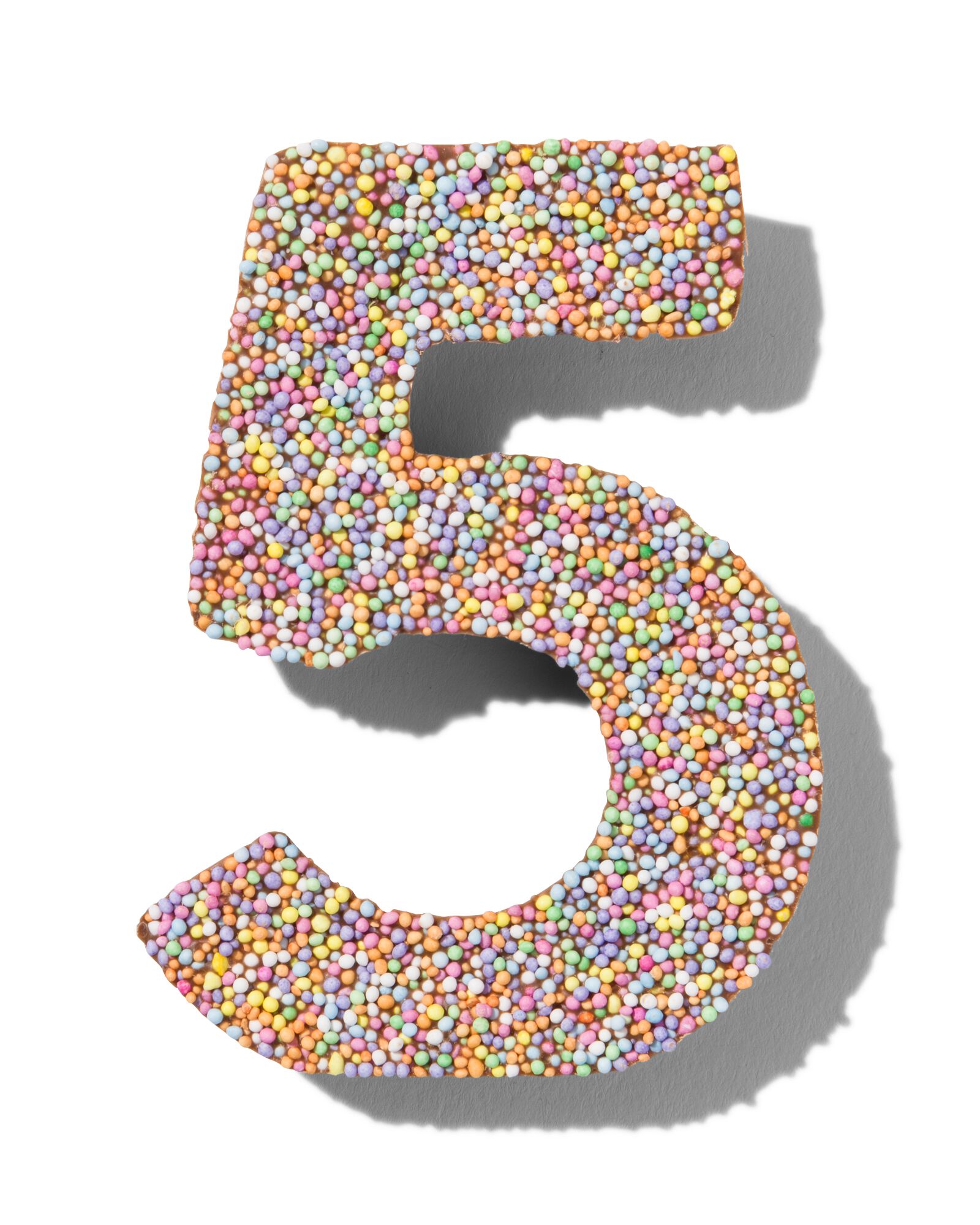chiffre de fête 5 en chocolat avec perles multicolores - 10360006 - HEMA