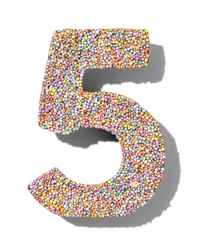 chiffre de fête 5 en chocolat avec perles multicolores - 10360006 - HEMA