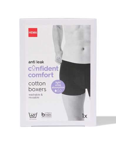 boxer &eacute;tanche coton court pour fuites urinaires l&eacute;g&egrave;res noir noir - 19160330BLACK - HEMA