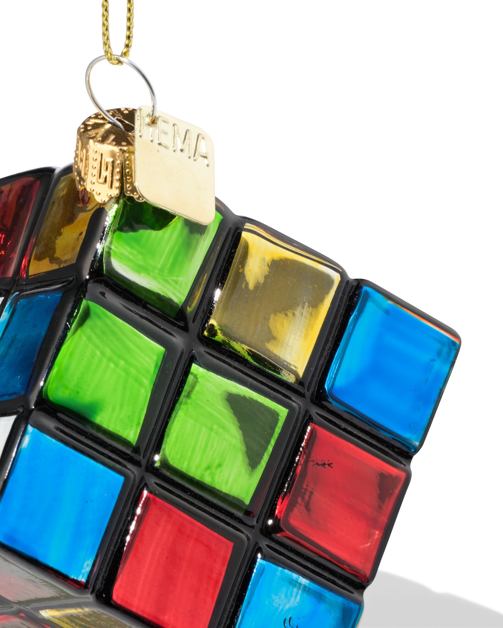 d&eacute;coration de No&euml;l &agrave; suspendre 6 cm verre cube - 25102125 - HEMA