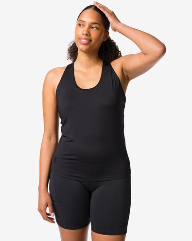 damessporttop met ingebouwde bh light support zwart zwart - 36000501BLACK - HEMA