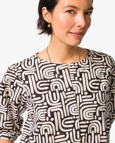 damesblouse Sophie grafisch bruin bruin - 36211520BROWN - HEMA