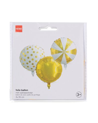 ballon alu dor&eacute; lot de 3  - 14250047 - HEMA