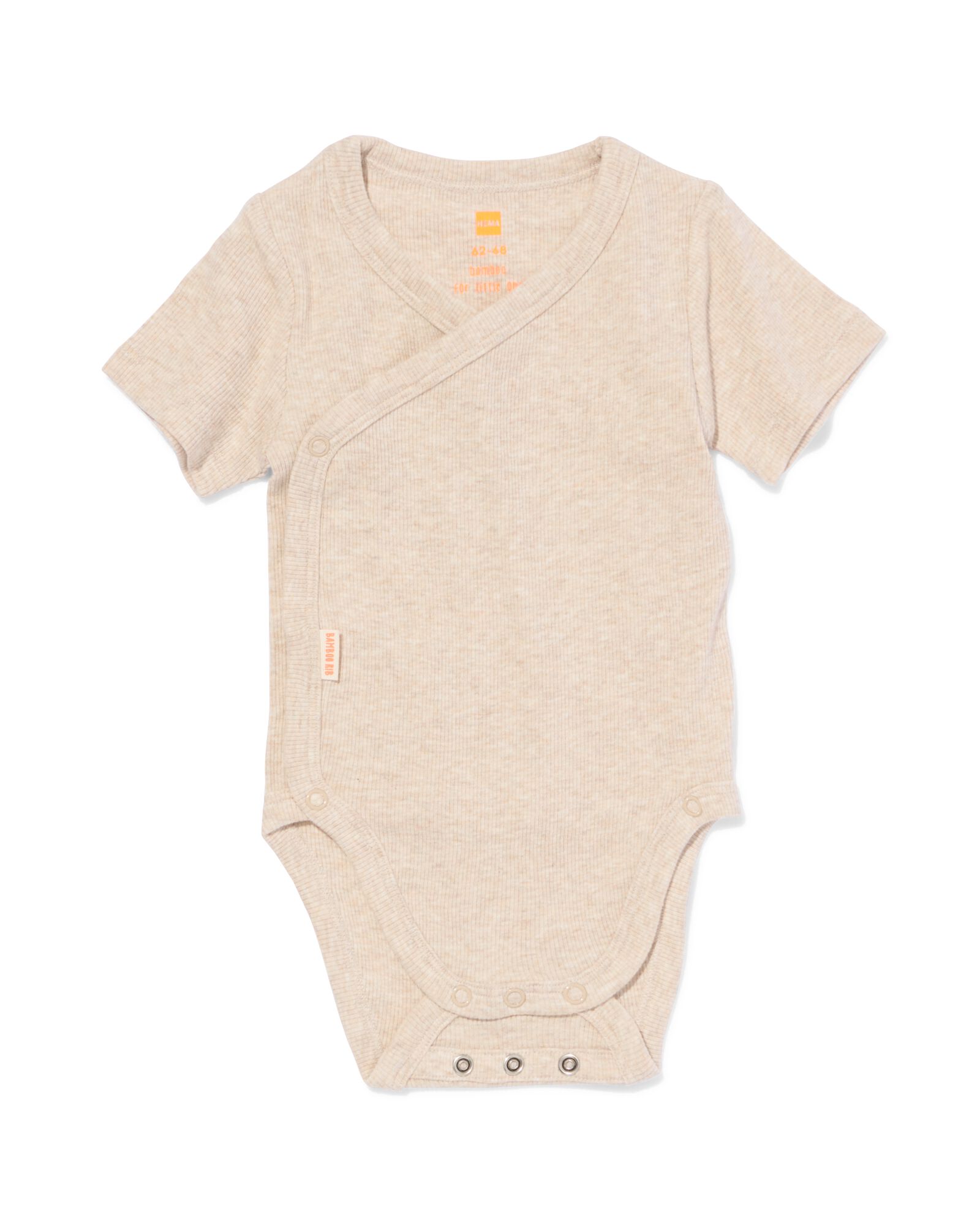 body &eacute;volutif pour nouveau-n&eacute; en bambou c&ocirc;tel&eacute; sable - 33420120SAND - HEMA