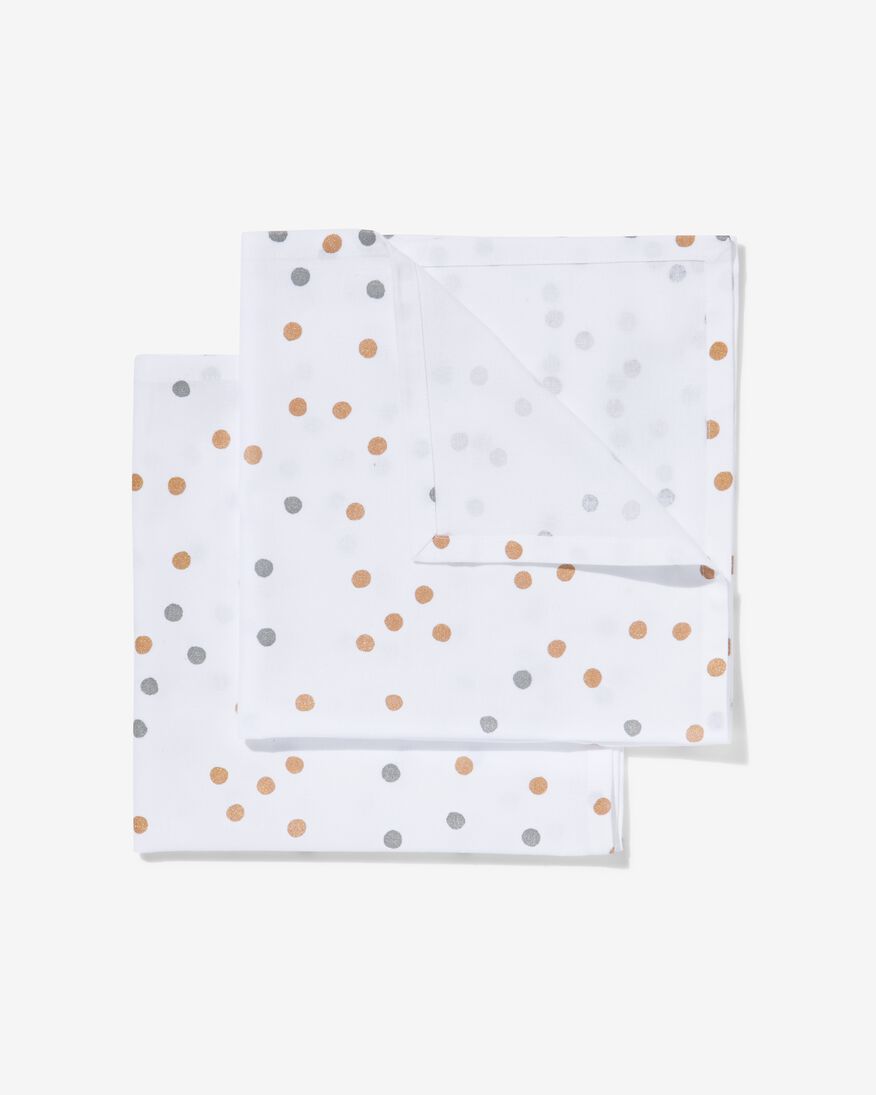 2er-Pack Stoffservietten, Baumwolle, 47 x 47 cm, weiß mit Punkten - 5300303 - HEMA
