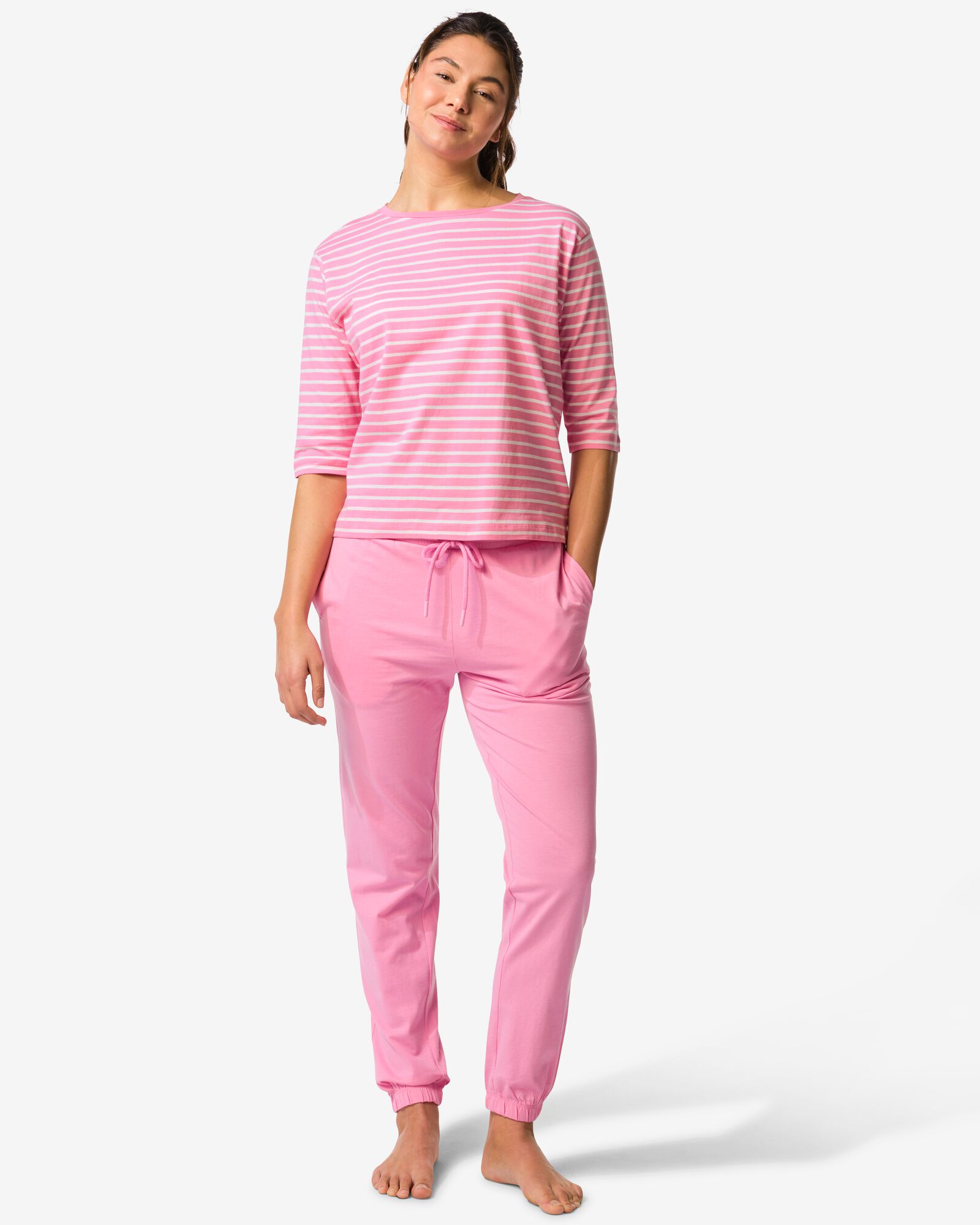 damespyjamabroek jersey roze roze - 23401005PINK - HEMA