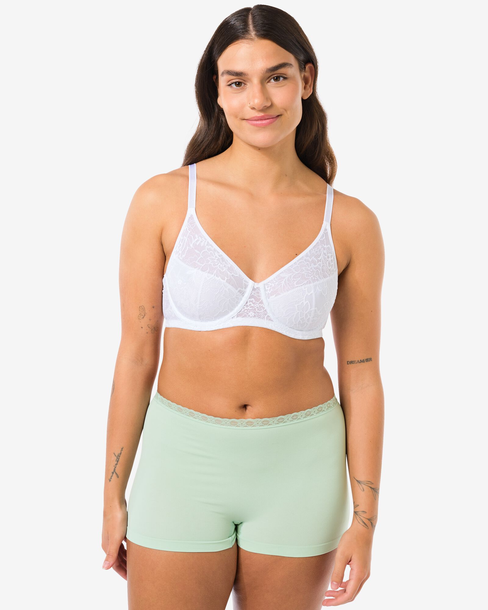 Nahtlose Damen-Boxershorts mit Spitze hellgr&uuml;n - 19620802LIGHTGREEN - HEMA