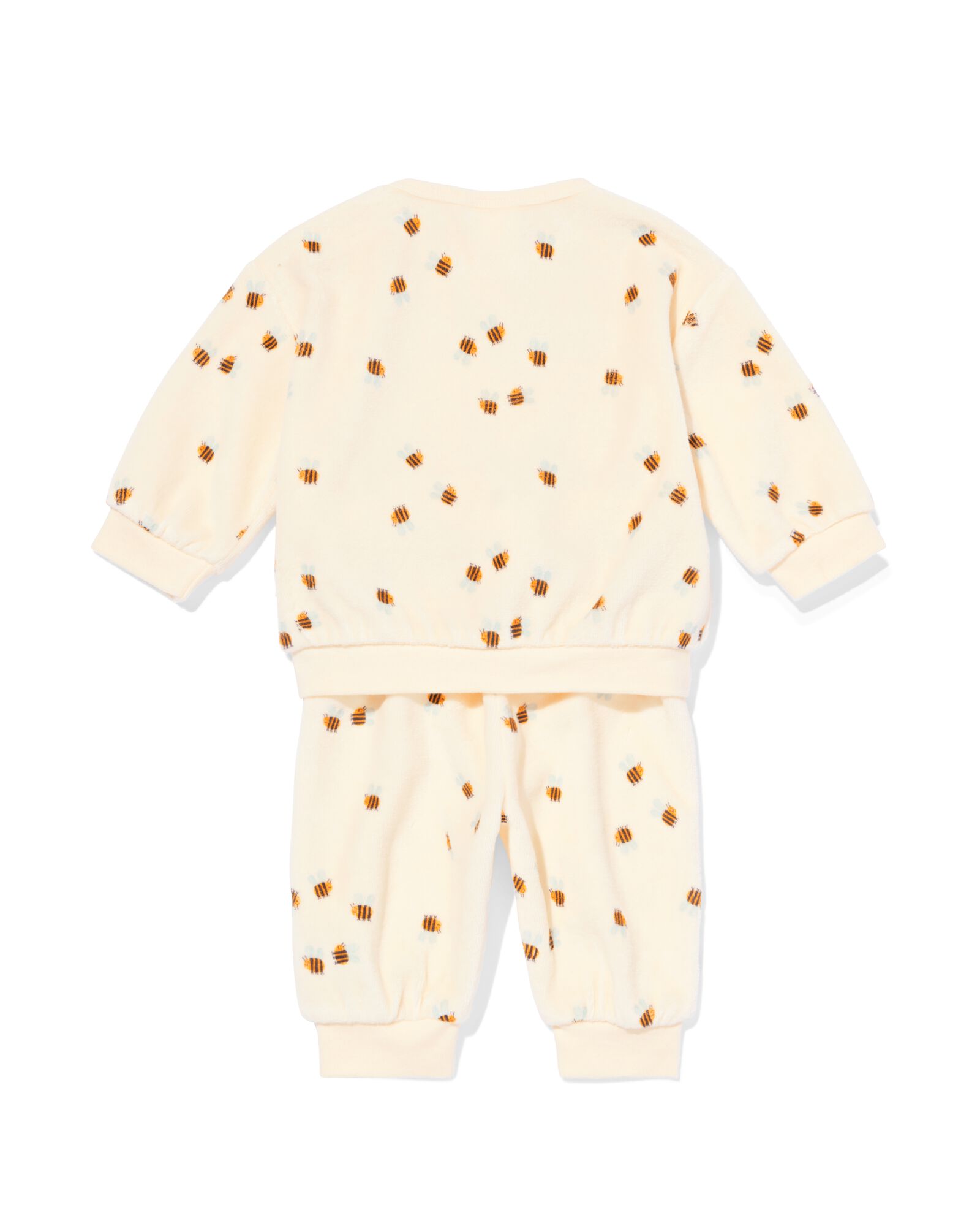 newborn kledingset velours bijen ecru - 33438920ECRU - HEMA