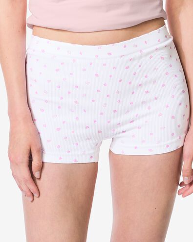 damesshortie naadloos rib bloemen wit wit - 19603000WHITE - HEMA