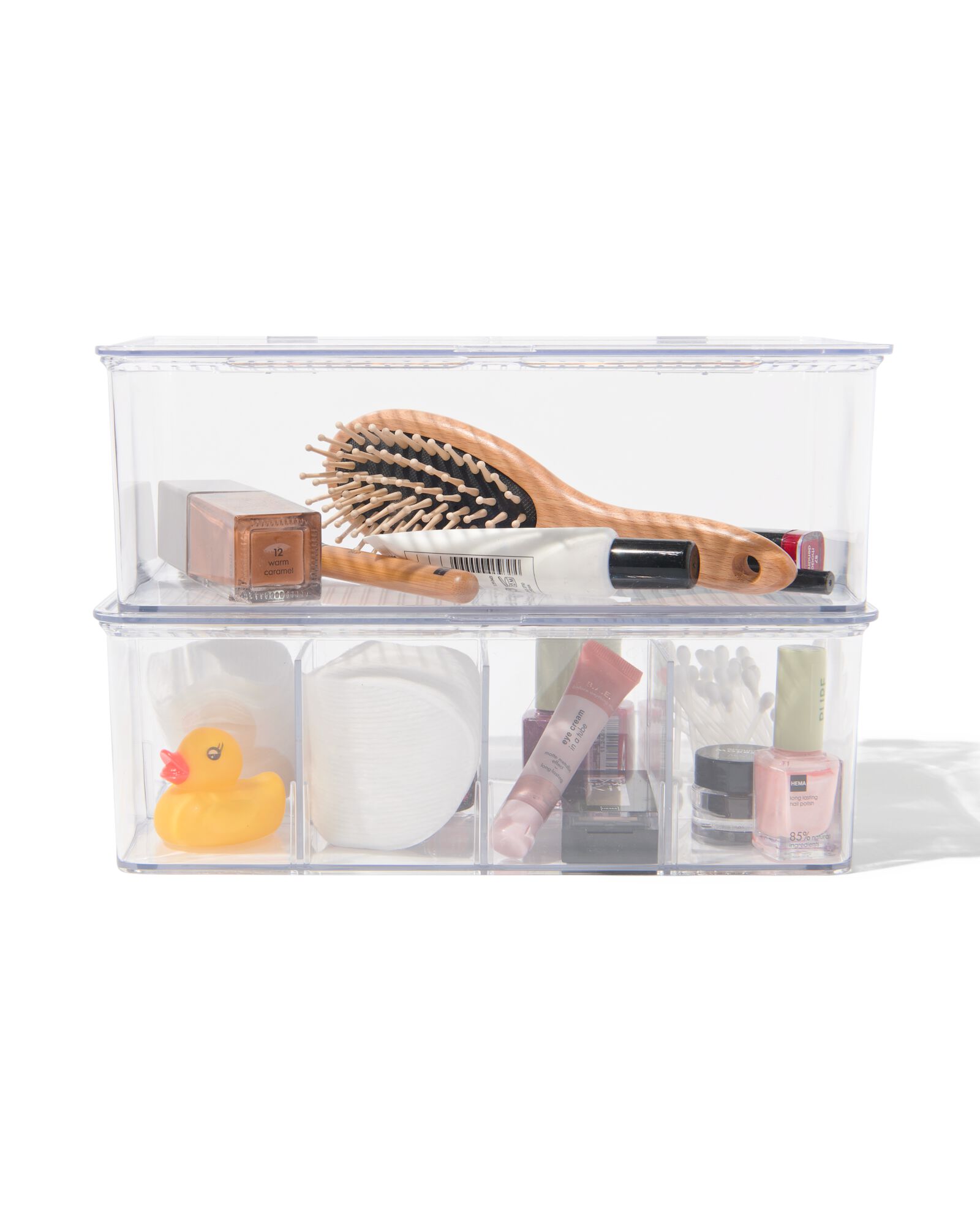 2 bo&icirc;tes de rangement avec couvercle et s&eacute;parateur - 39800032 - HEMA