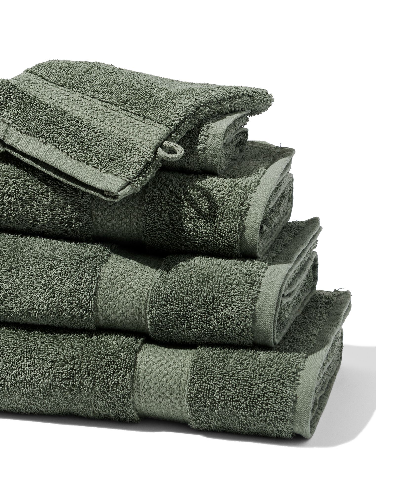 serviettes de bain - qualité supérieure vert armée vert armée - 1000025889 - HEMA