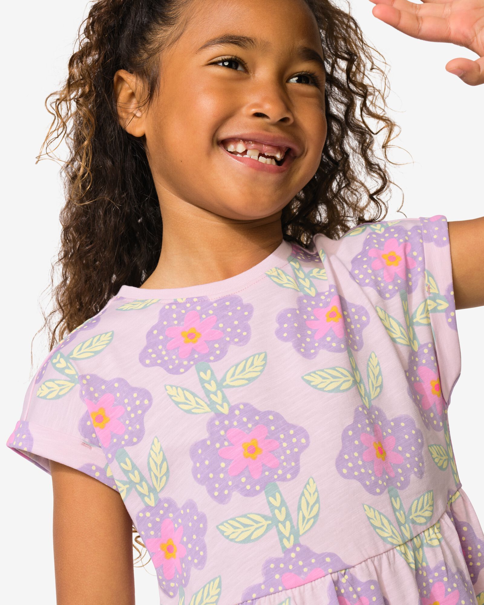 Kinderkleid in A-Linie, gebl&uuml;mt lila lila - 30865904LILAC - HEMA