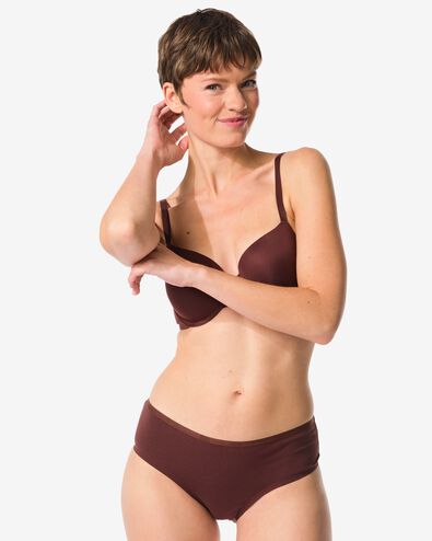 dameshipster katoen met kant donkerbruin - 19621615DARKBROWN - HEMA