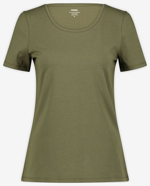 t-shirt femme olive - 1000023492 - HEMA