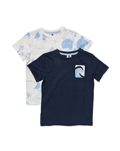 2er-Pack Kinder-T-Shirts, Inseln blau 134/140 - 30781857 - HEMA
