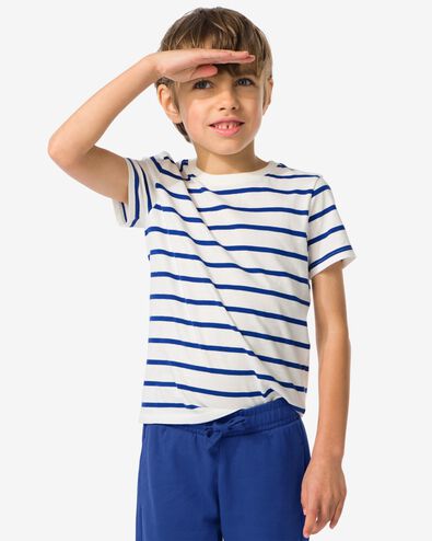 Kinder-T-Shirt, Streifen blau 134/140 - 30785314 - HEMA