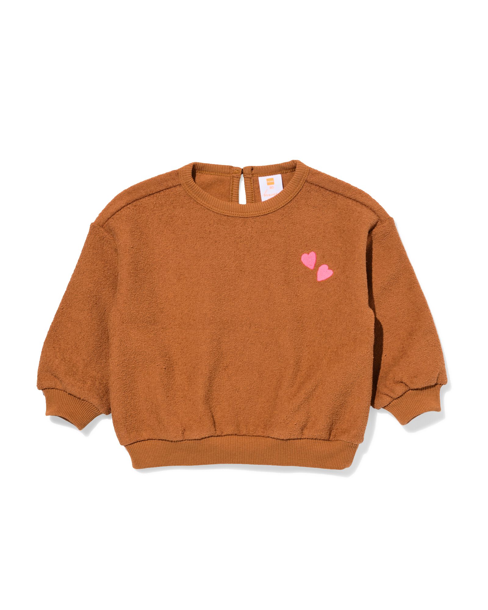 babysweater hartjes bruin - 33038670BROWN - HEMA
