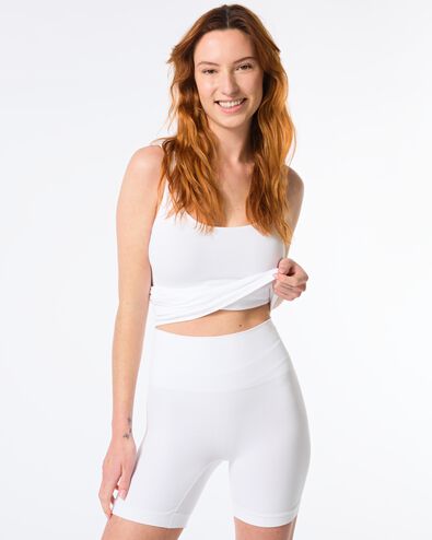 licht corrigerende biker hoge taille naadloos katoen wit wit - 21540180WHITE - HEMA