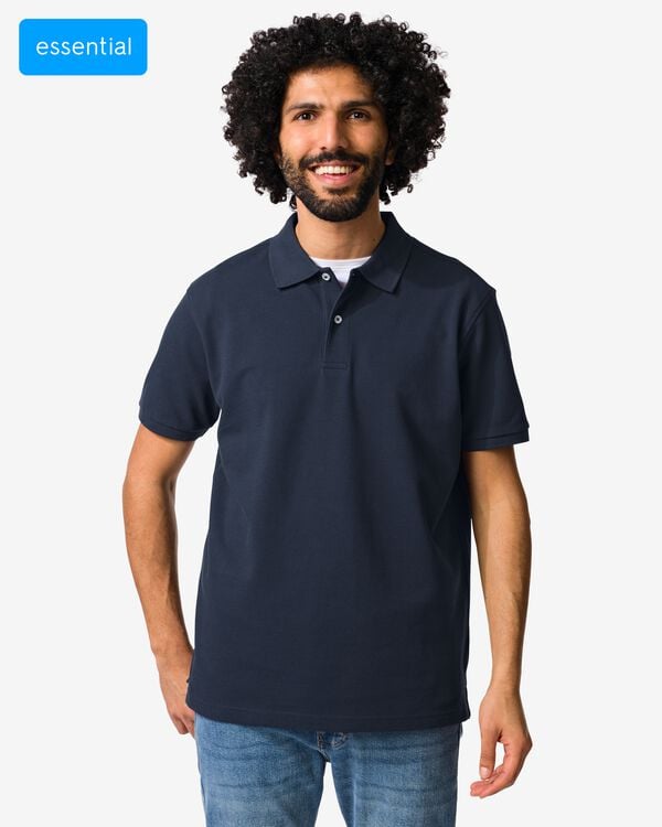 polo homme Denton coupe classique bleu fonc&eacute; bleu fonc&eacute; - 2140340DARKBLUE - HEMA