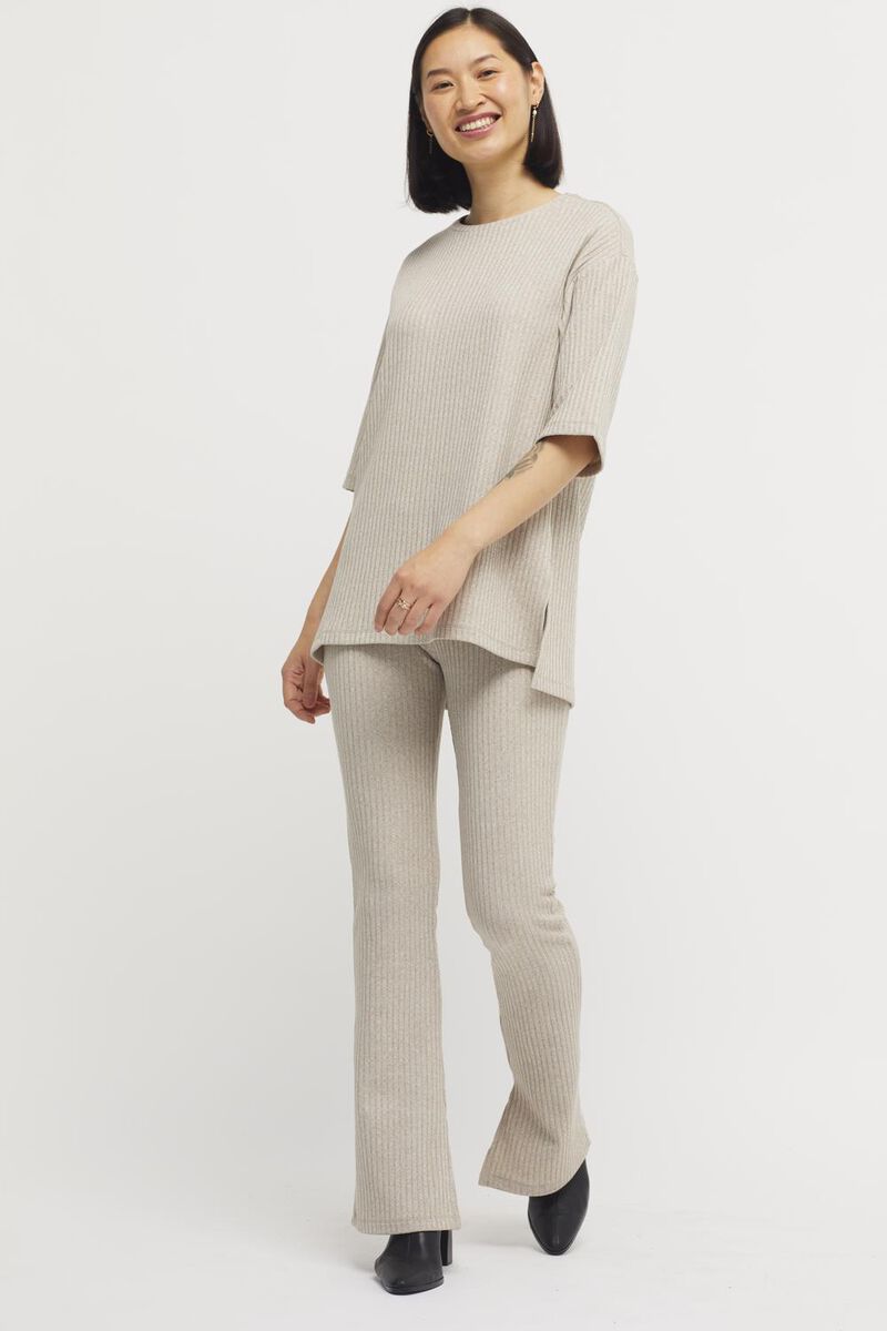 t-shirt femme Ava côtelé gris clair gris clair - 1000026250 - HEMA