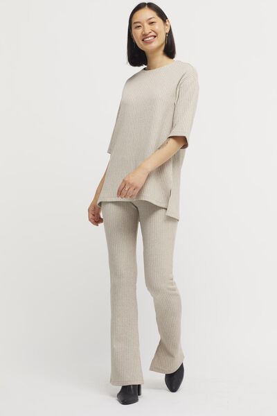 t-shirt femme Ava côtelé gris clair - 1000026250 - HEMA