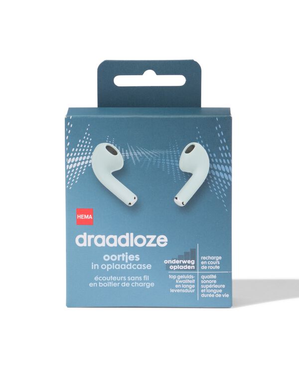 draadloze oortjes in oplaadcase mint - 39680052 - HEMA