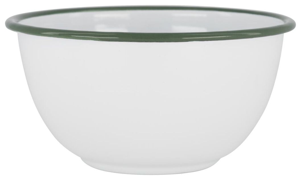 Emailleschüssel, weiß/grün, Ø 17.5 cm - 41820166 - HEMA