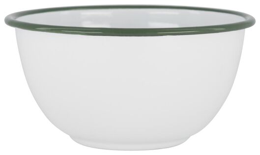 Emailleschüssel, weiß/grün, Ø 17.5 cm - 41820166 - HEMA