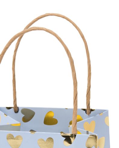 cadeautasje met venster 10x11x11cm blauw hartjes goud - 61100430 - HEMA