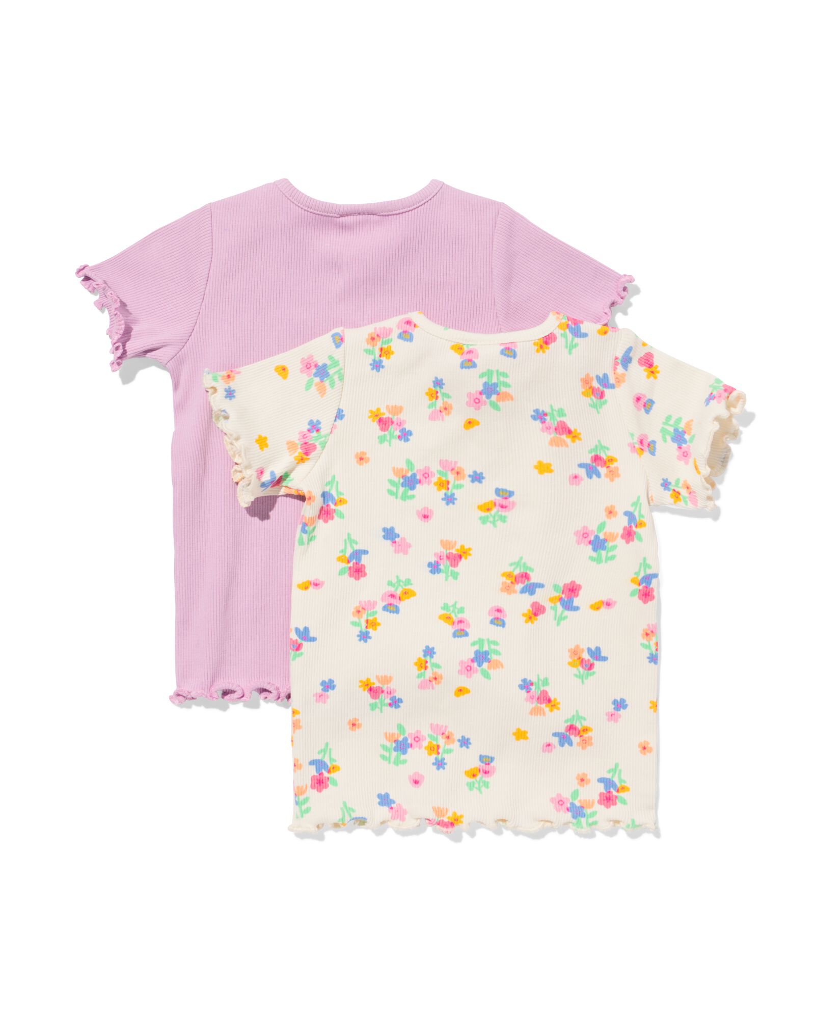 t-shirts b&eacute;b&eacute; c&ocirc;tel&eacute;s fleurs - lot de 2 violet violet - 33066370PURPLE - HEMA