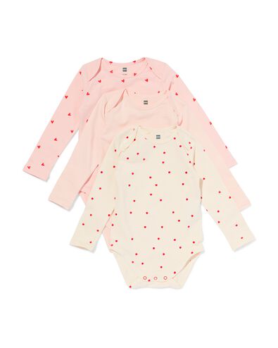 Strampler Baumwolle mit Stretchanteil, Herzen &ndash; 3 St&uuml;ck rosa - 33304350PINK - HEMA