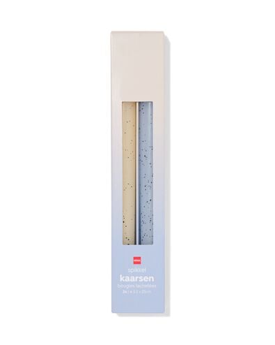 bougies longues ⌀2,2x25cm moucheture ivoire-bleu clair - 2 pi&egrave;ces - 13506159 - HEMA