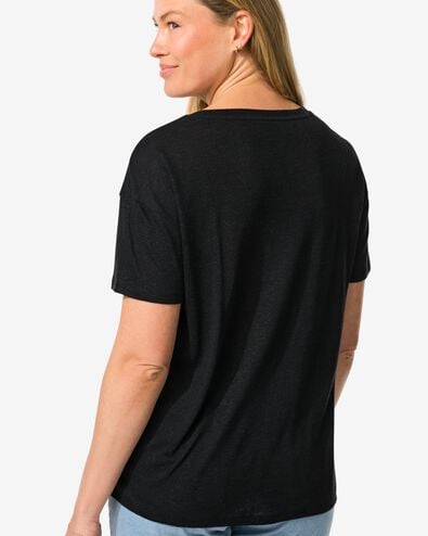 t-shirt femme Evie avec lin noir noir - 36263550BLACK - HEMA