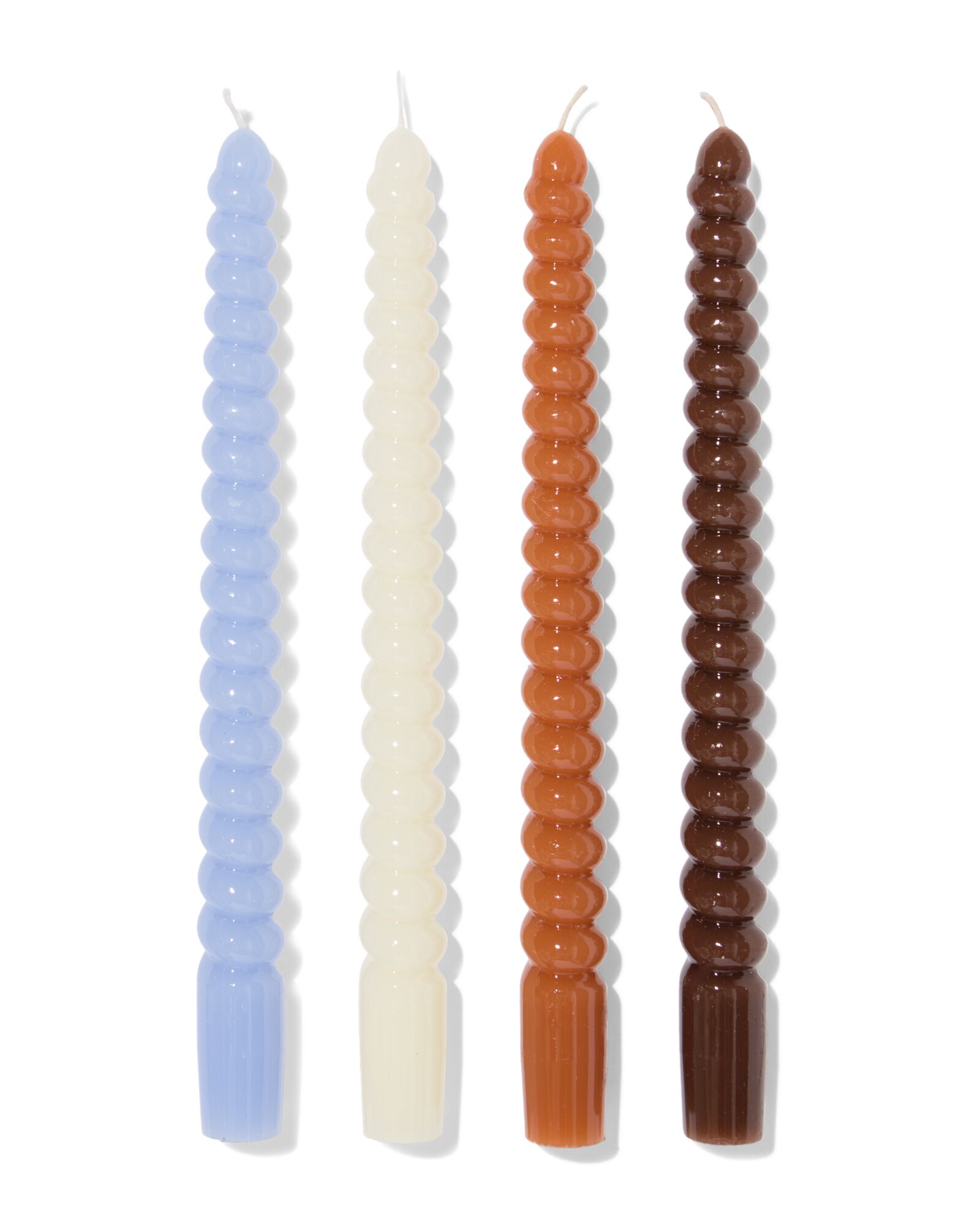 bougies longues ⌀2,2x25cm torsad&eacute;es bleues - 4 pi&egrave;ces - 13506125 - HEMA
