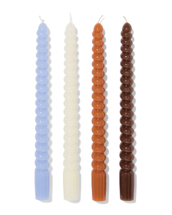 bougies longues ⌀2,2x25cm torsad&eacute;es bleues - 4 pi&egrave;ces - 13506125 - HEMA