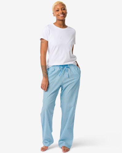 pantalon de pyjama femme coton bleu vif S - 23490541 - HEMA