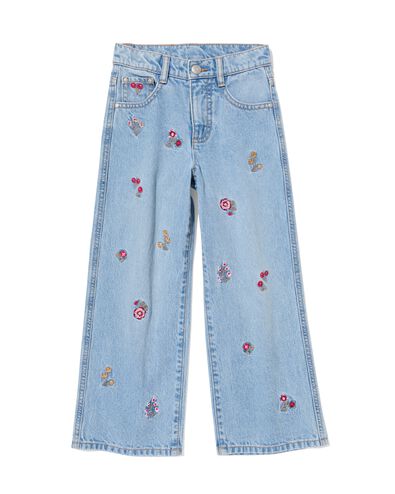 kinderjeans wijd bloemen lichtblauw lichtblauw - 30836453LIGHTBLUE - HEMA