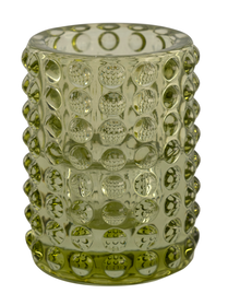 bougeoir verre avec pois en relief Ø5.5x7.5 vert - 13322115 - HEMA