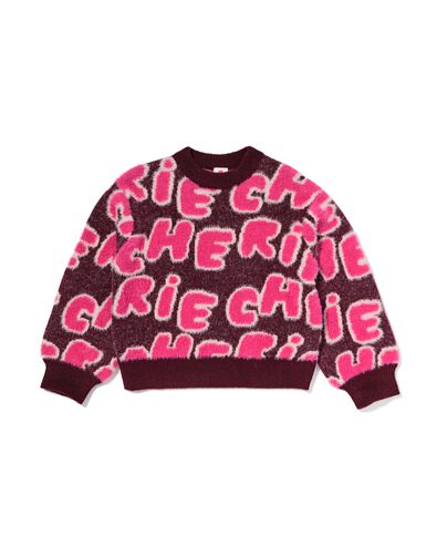 kindertrui tekst  bordeauxrood - 30855522BURGUNDYRED - HEMA