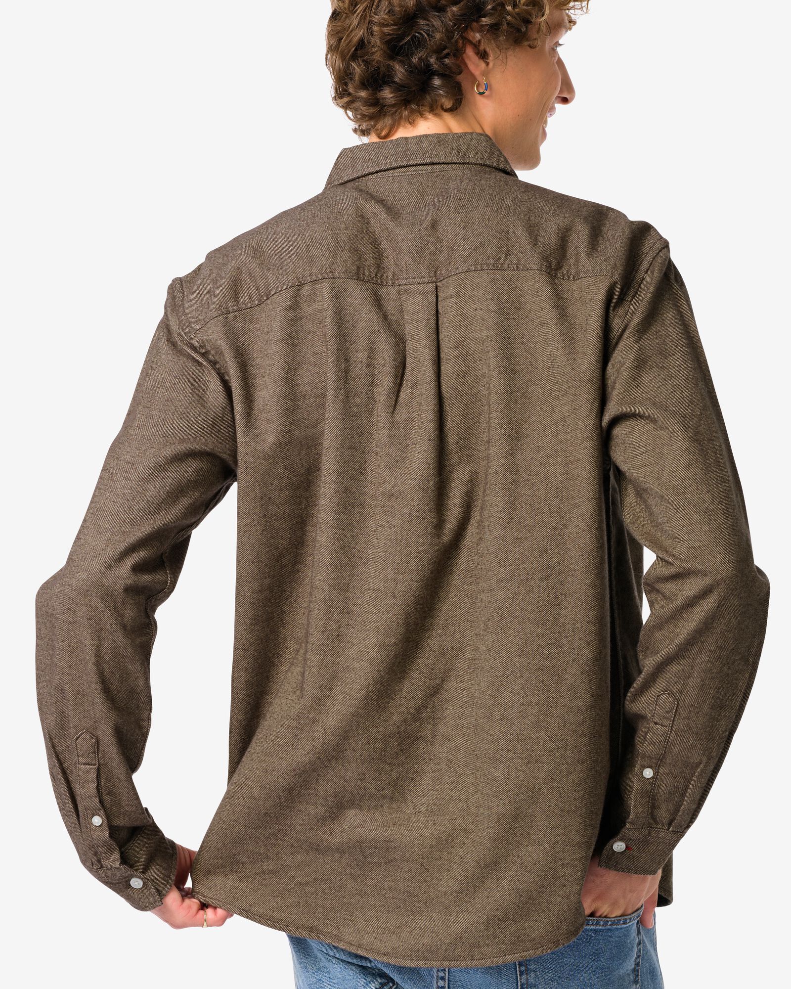 herenoverhemd Maurice flanel  bruin - 2170830BROWN - HEMA