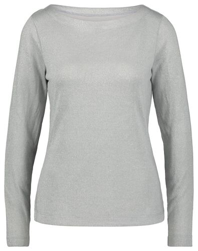 t-shirt femme paillettes gris - 1000021678 - HEMA
