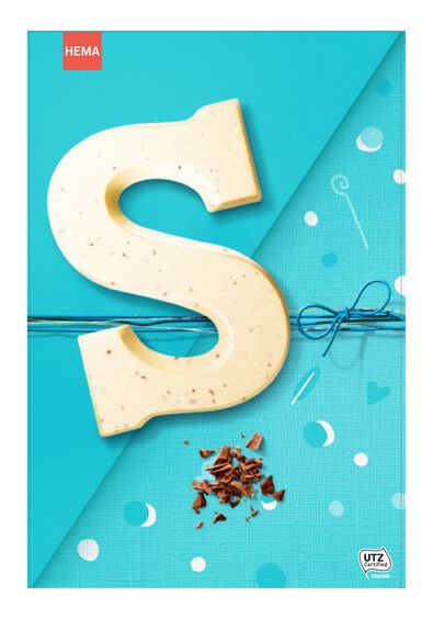 lettre en chocolat blanc stracciatella 135 grammes - S Stracciatella S - 10064018 - HEMA