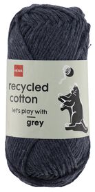 fil à tricoter et à crocheter en coton recyclé 85m gris foncé gris foncé - 1000028227 - HEMA