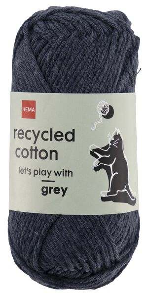 fil à tricoter et à crocheter en coton recyclé 85m gris foncé gris foncé recycled cotton - 1400249 - HEMA
